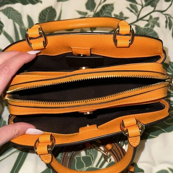 Used Orange Coach Mini Bag w/ Strap and Matching Wallet - Picture 10 of 16